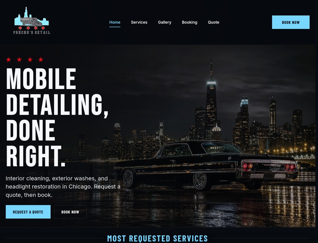 Screenshot preview of the Pancho's Detail website